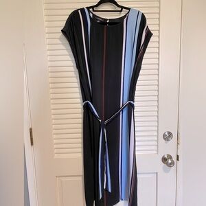 Plus Size Tie-Waist Striped Midi Dress, Created for Macy's